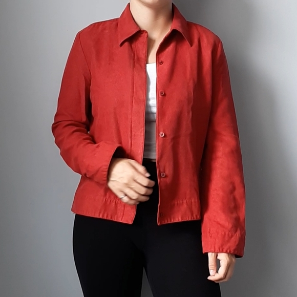 Red Suede Button-up Shirt - Picture 4 of 11